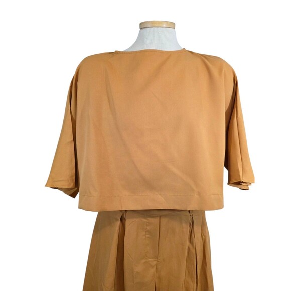 Zanzea Top And Pants Set Womans Large Mustard Yellow Ultra Wide Leg Stretch NWT - Picture 4 of 14